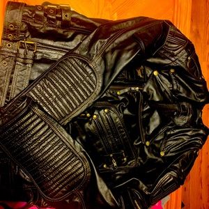 3x black leather Thunder Bull jacket